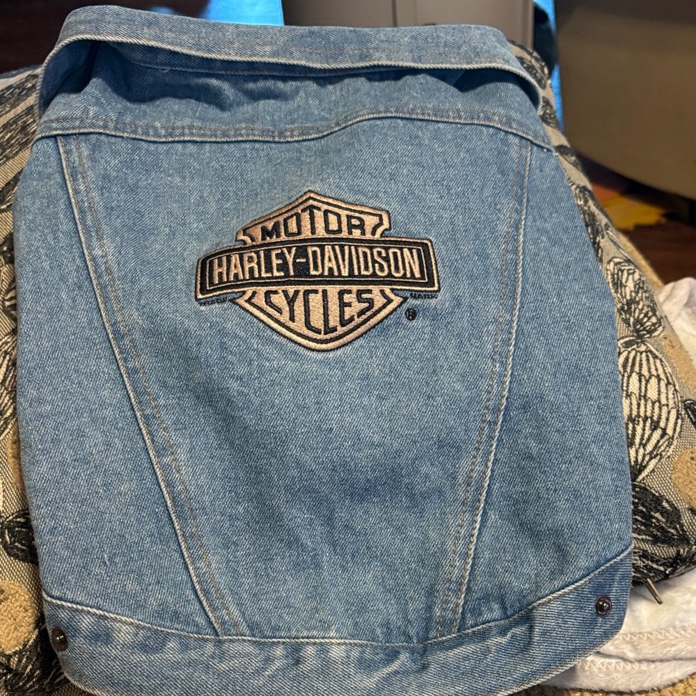 Harley-Davidson Light Blue Denim pet vest, size medium